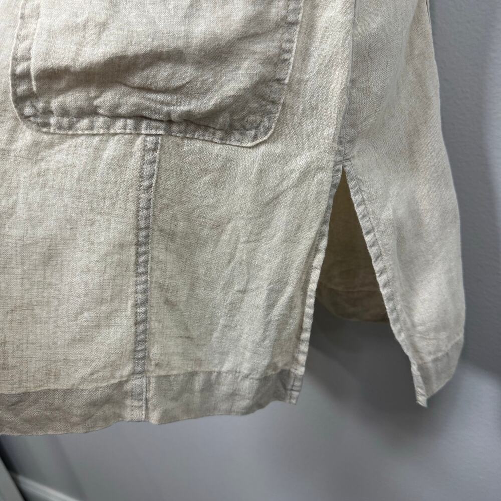Tahari 100% Linen Vest Longline Single Button Beige Size Medium Sleeveless - Picture 5 of 8